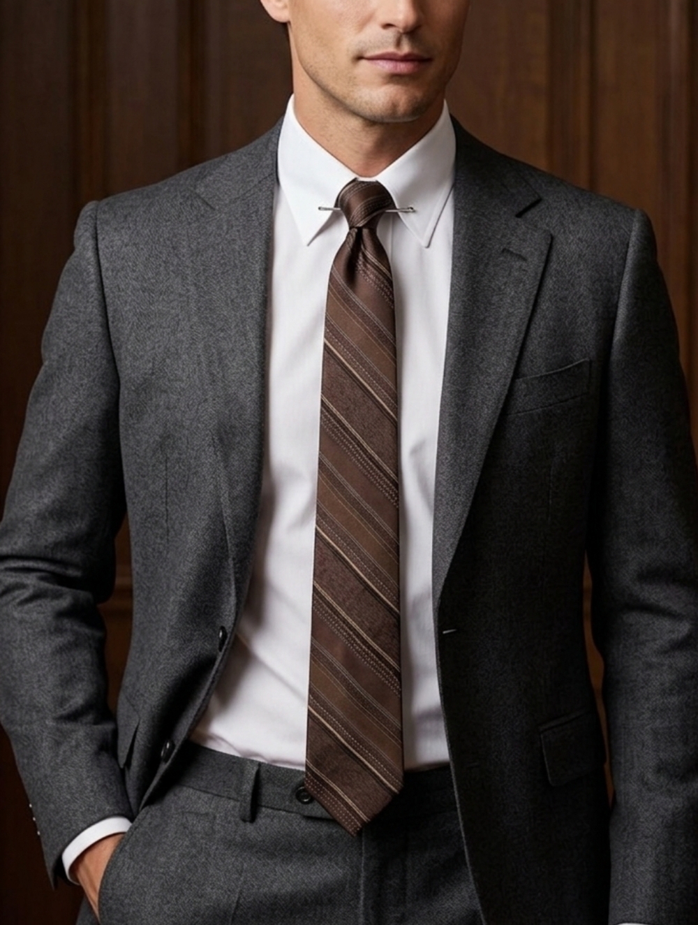 Pierre Cardin Brown Striped Tie
